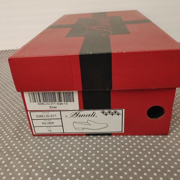 AMALI MEN'S EMELIO METALLIC SILVER GLITTER TUXEDO, SLIP ON LOAFER. SIZE 13D. - Picture 7 of 8